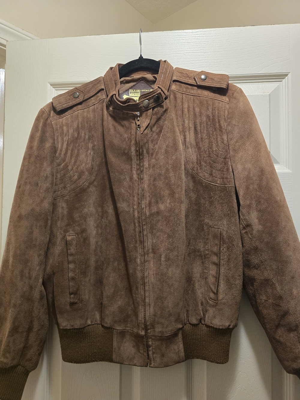 Juniors Brown Suede Bomber Jacket